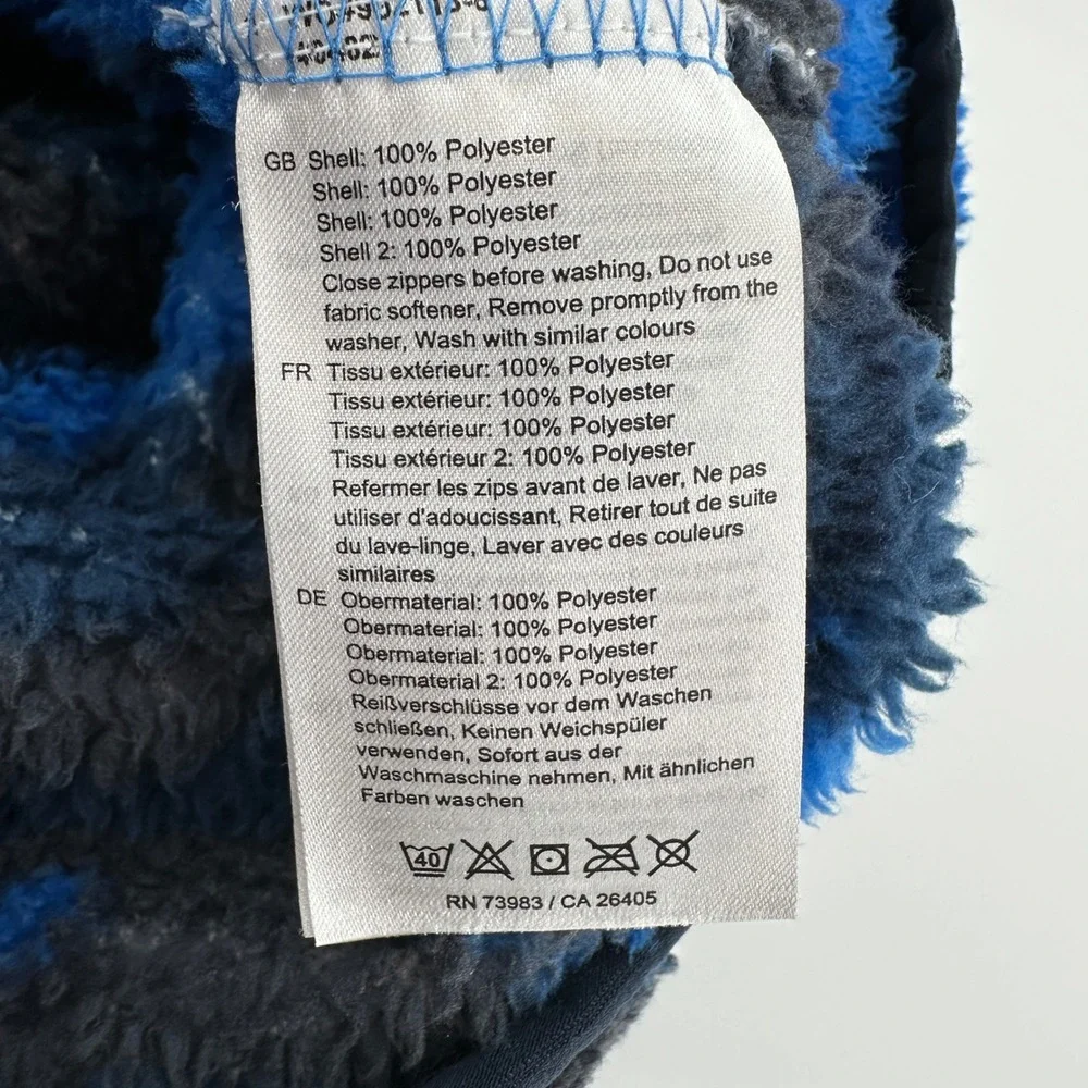 Helly Hansen Kids Blue Camo Sherpa Fleece Quarter Zip Pullover 98/3 SHC 40482 P
